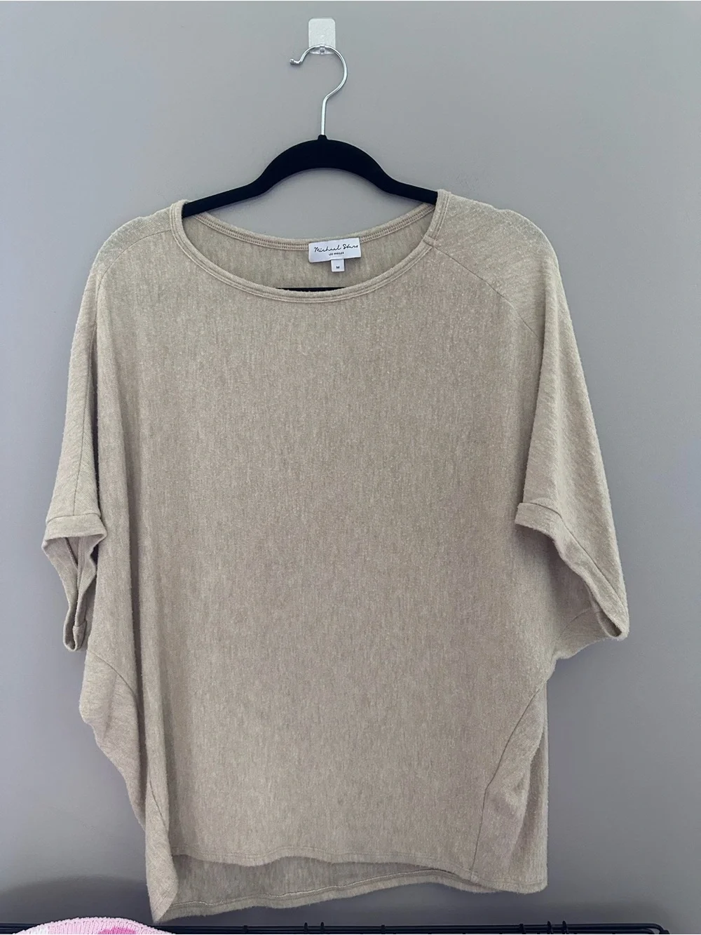 Michael Stars Relaxed Short-Sleeve Dolman Pullover in Taupe